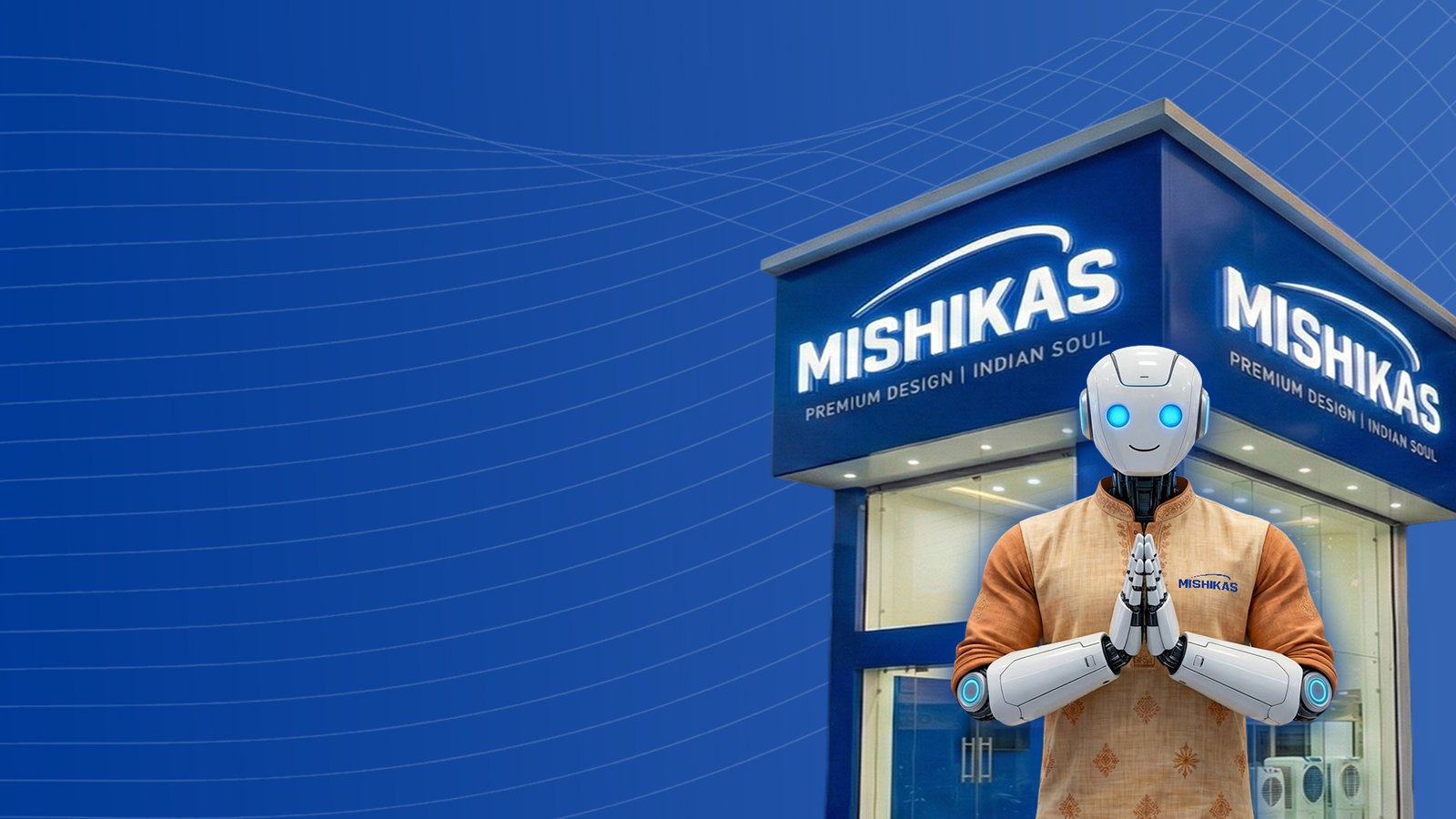 Mishikas Electronics storefront with our brand mascot