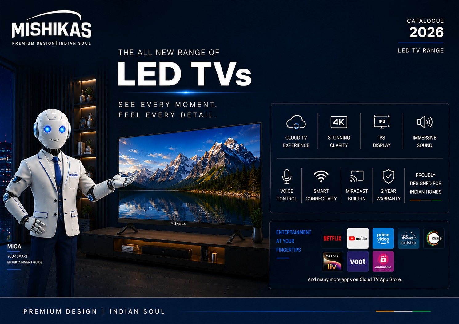 Mishikas Smart LED TV in a living room